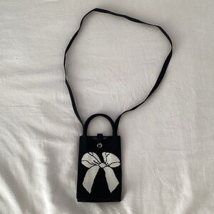 Elegant Black and White Bow Mini Bag